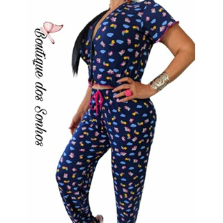 Pijama cropped Suede feminino ondinha verão blogueirinha americano botão amamentação pós cirurgico pós parto linha noite em Oferta na Shopee