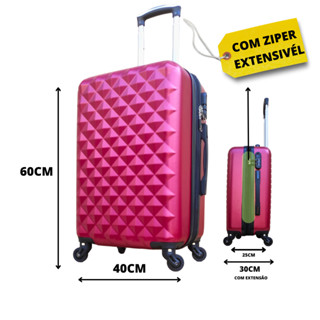 MALA ZIPPER EXPANSÍVEL 60X40X25 TAMANHOS COM RODINHAS 14KG CORES