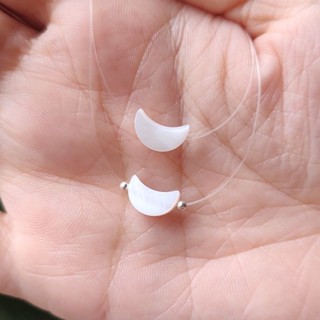 Colar Nylon Prata 925 Legítima com Madrepérola Lua