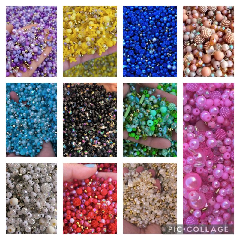 Miçangas Mix Kit com 11 cores Total Peças 1.650 Mix Pérola Cristais Bolinhas Miçangas Tamanho de 4 a 12 mm