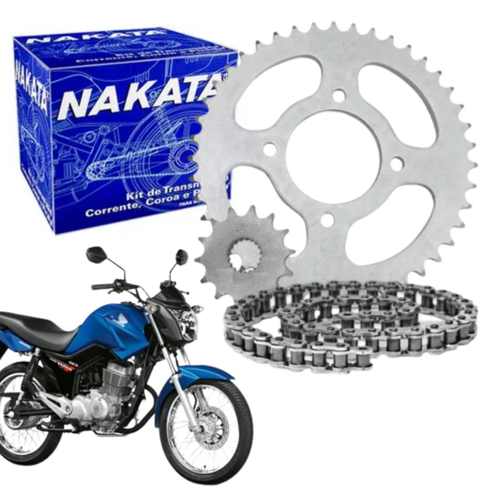Kit Relacao Tracao Transmissao Honda Cg Titan Fan 150 2004 à 2015 Original Nakata Com Retentor