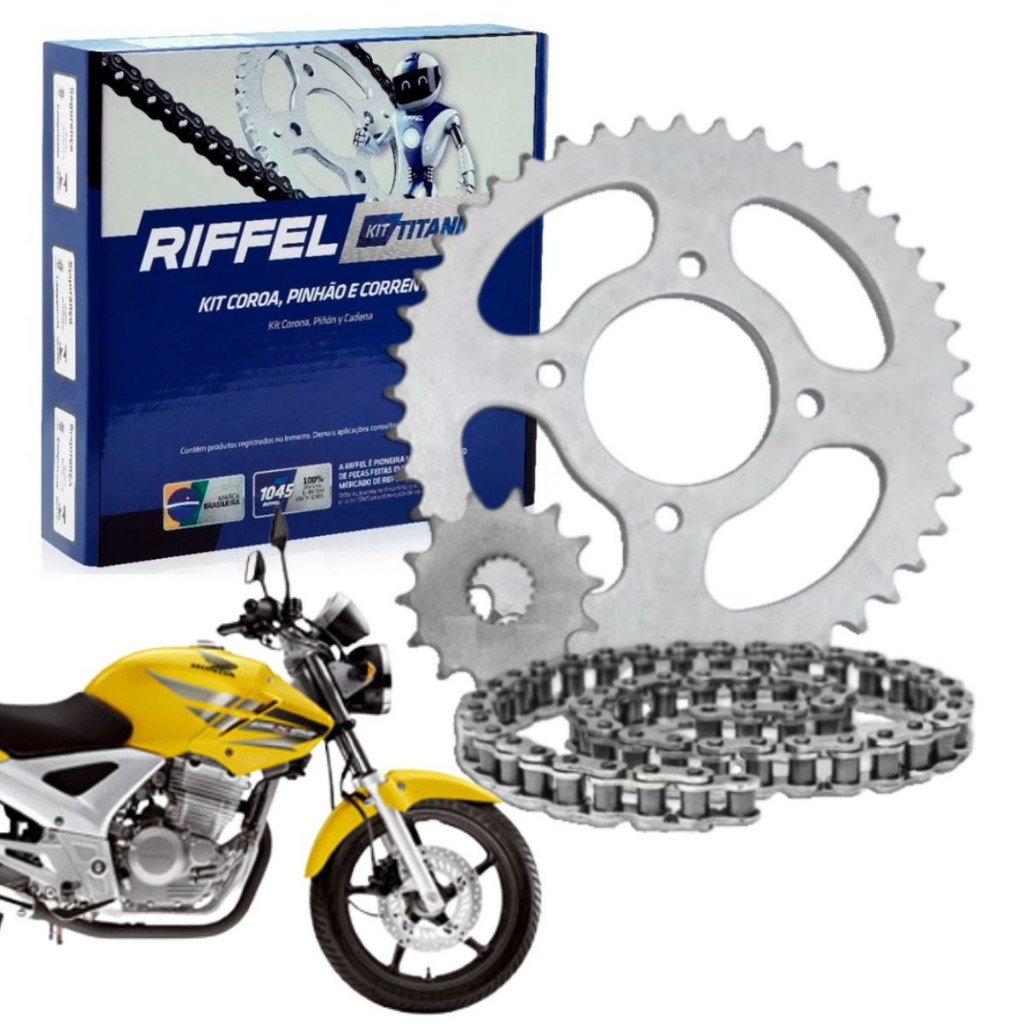Kit Relacao Tracao Transmissao Honda Cbx 250 Twister 2001 à 2008 Original Riffel