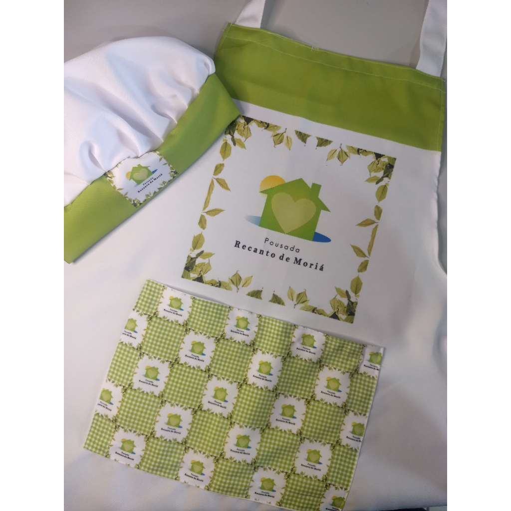 Kit Avental e Touca Personalizado Cozinha Restaurante e muito mais. Estampe com a sua logo, nomes...