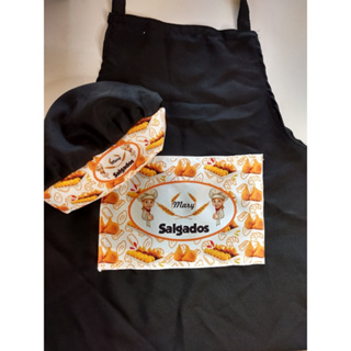 Kit Avental e Touca Preto Personalizado com a sua Logo em Oferta na Shopee
