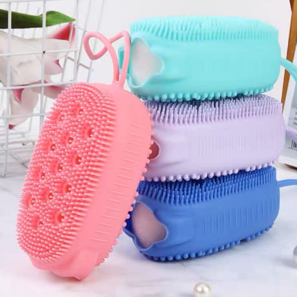 Esponja de silicone bucha com porta escova de sabão para banho de dupla face multifuncional produtos  de viagem portátil