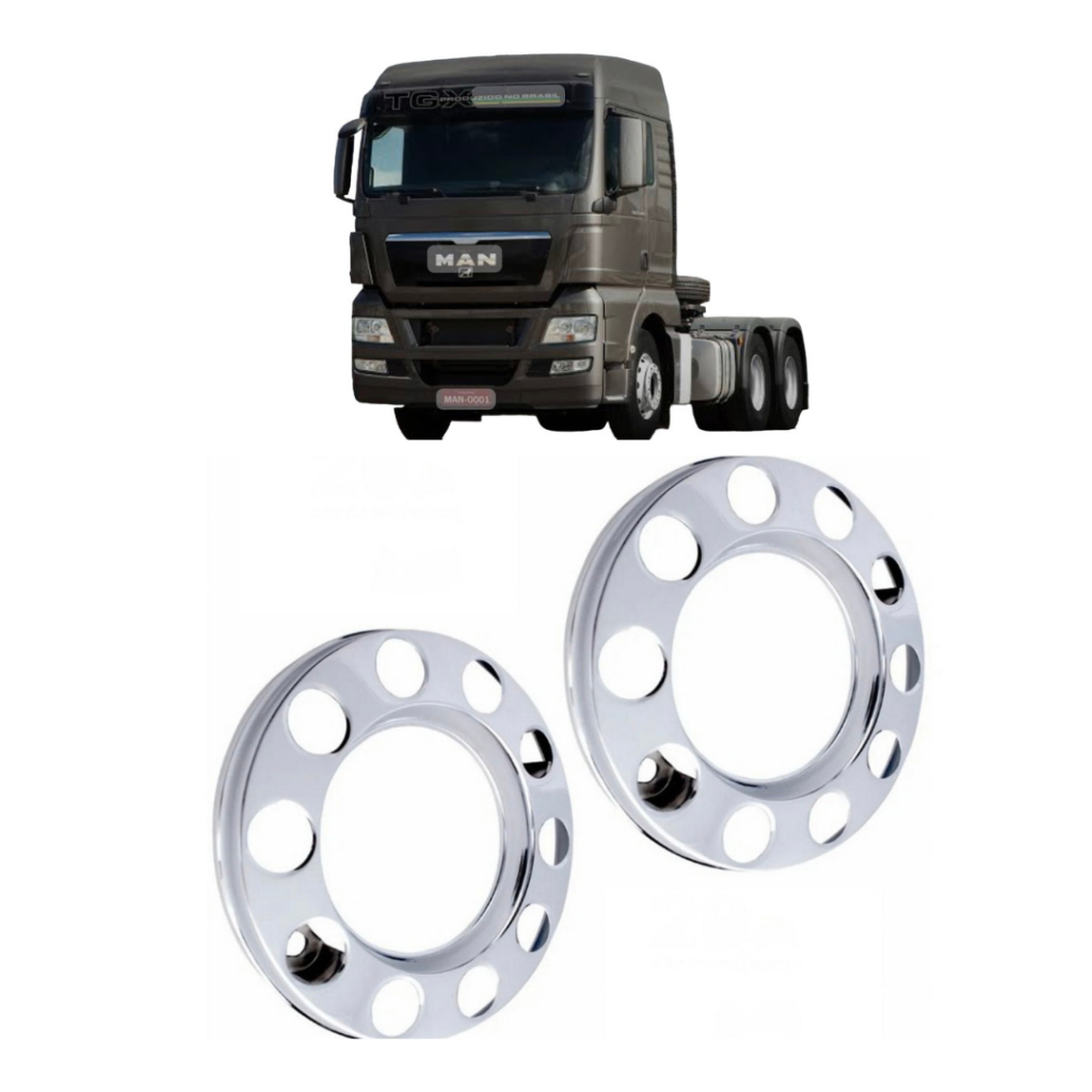 2 Calota 10 Furos Aro 20 22 22,5  Roda Dianteira Metal Caminhão Ônibus