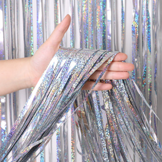 Cortina Metalizada Franja Metálica 2x1m Para Decoração De Festa Cores Holografico em Oferta na Shopee