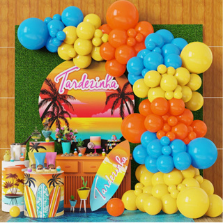 Balão de aniversário decoração kit 126 balões - Azul + Laranja + Amarelo para decoração de Festas. em Oferta na Shopee