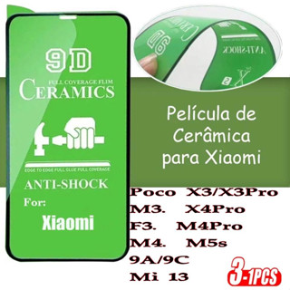 Película Cerâmica 9D 3D XIAOMI REDMI Gel Hidrogel Flexível POCO X3 X3PRO X4PRO M3 F3 M4 M4PRO M5S Mi13 REDMI 9A/9C
