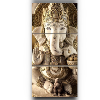 Placas Decorativas 3 Peças Quadro de Elefante Religioso Budista Meditando Buda Decoração Mdf