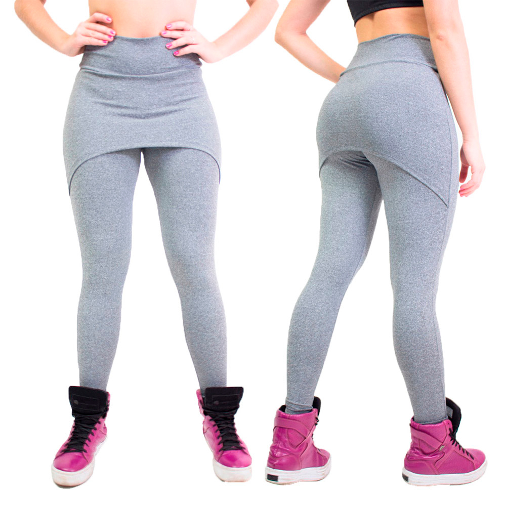 Calça Legging Suplex Saia Tapa Bumbum Cintura Alta Fitness