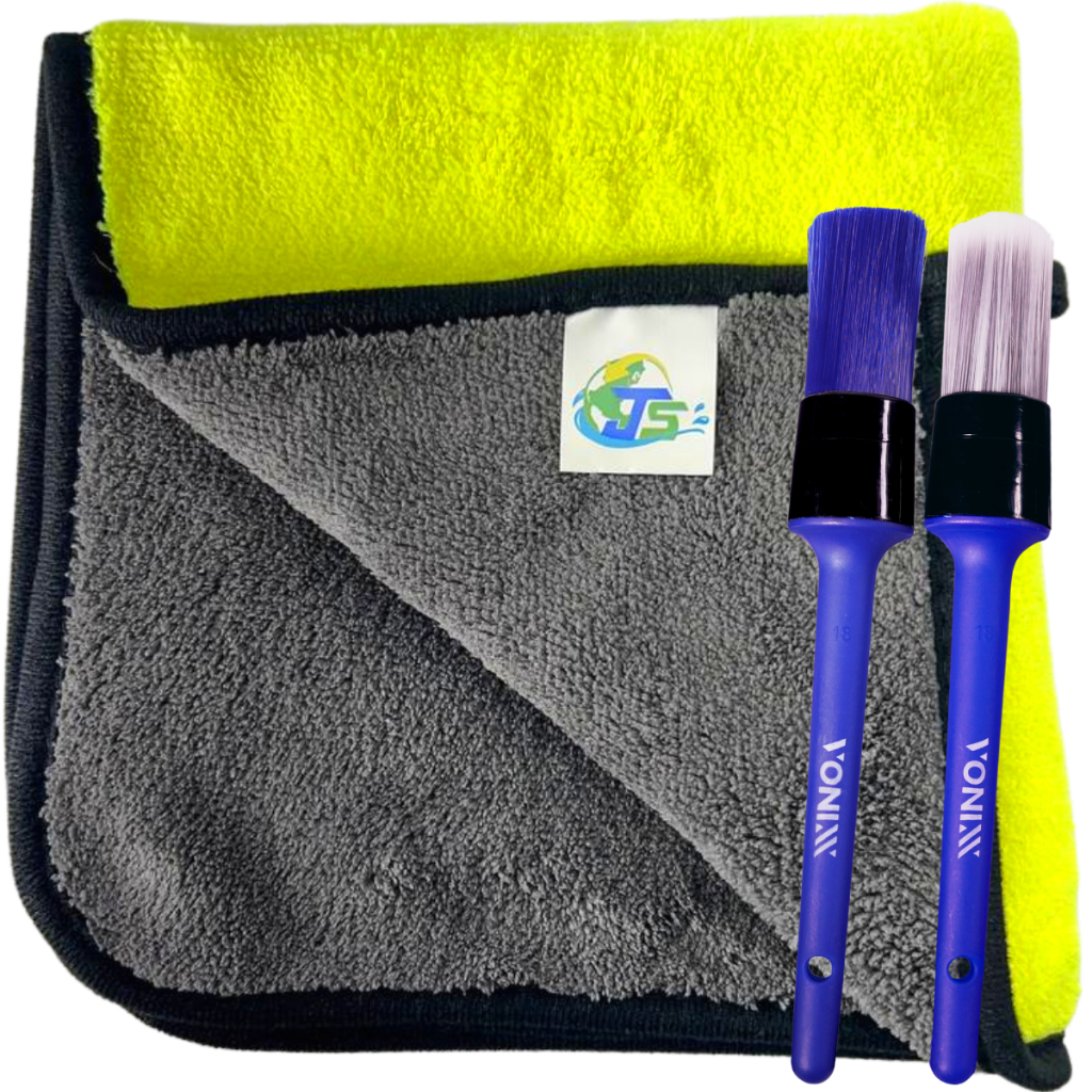 Pinceis para Detalhamento Automotivo Interno Externo + Toalha Microfibra 600gsm