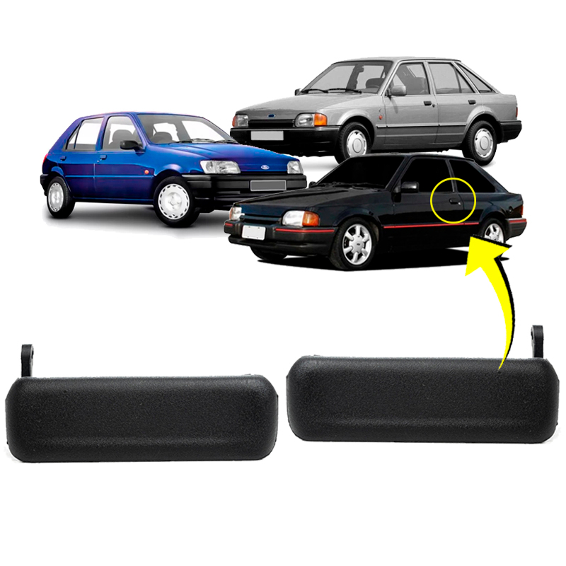Par Maçaneta Externa Porta Escort Hobby 87 88 89 A 96 Preto
