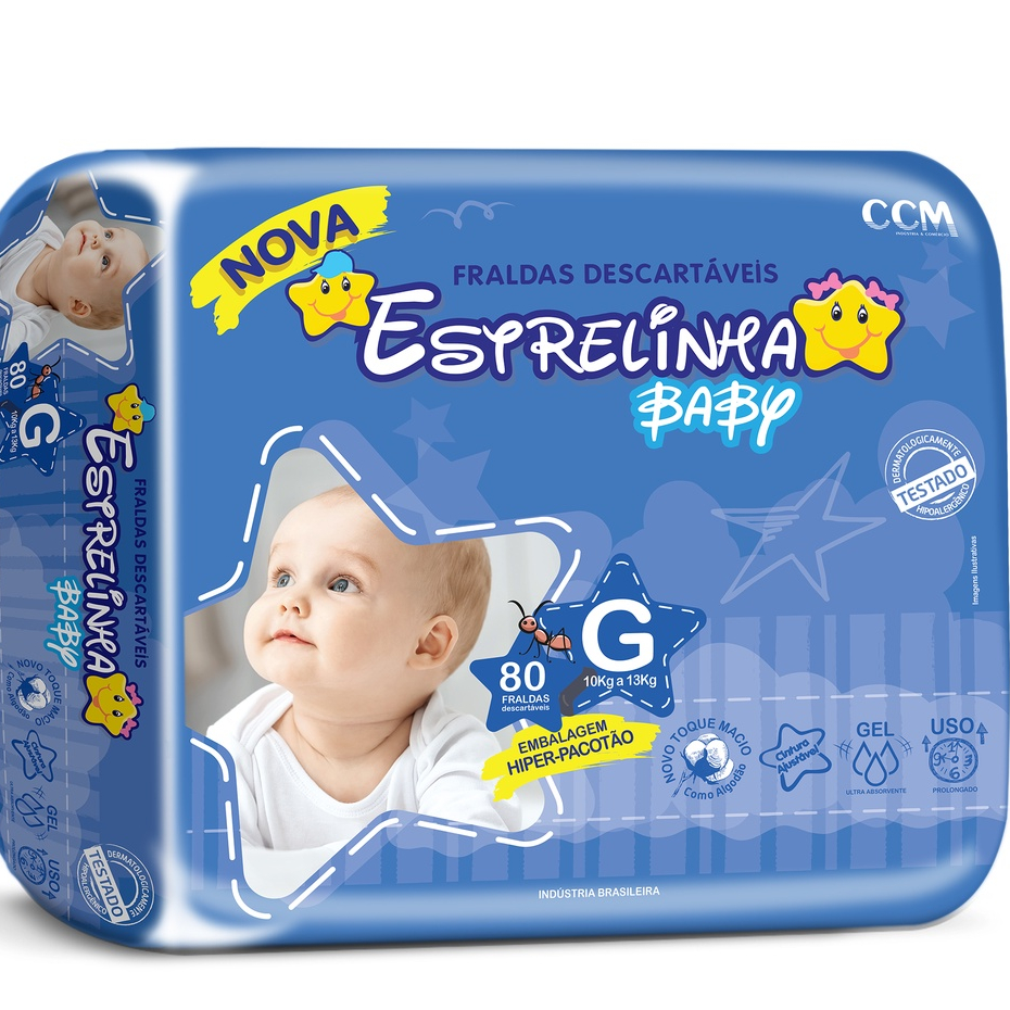 Fralda Infantil Estrelinha Baby Hiper Tamanho P100-M90-G80-XG70-XXG60 — imagem 2 de 2