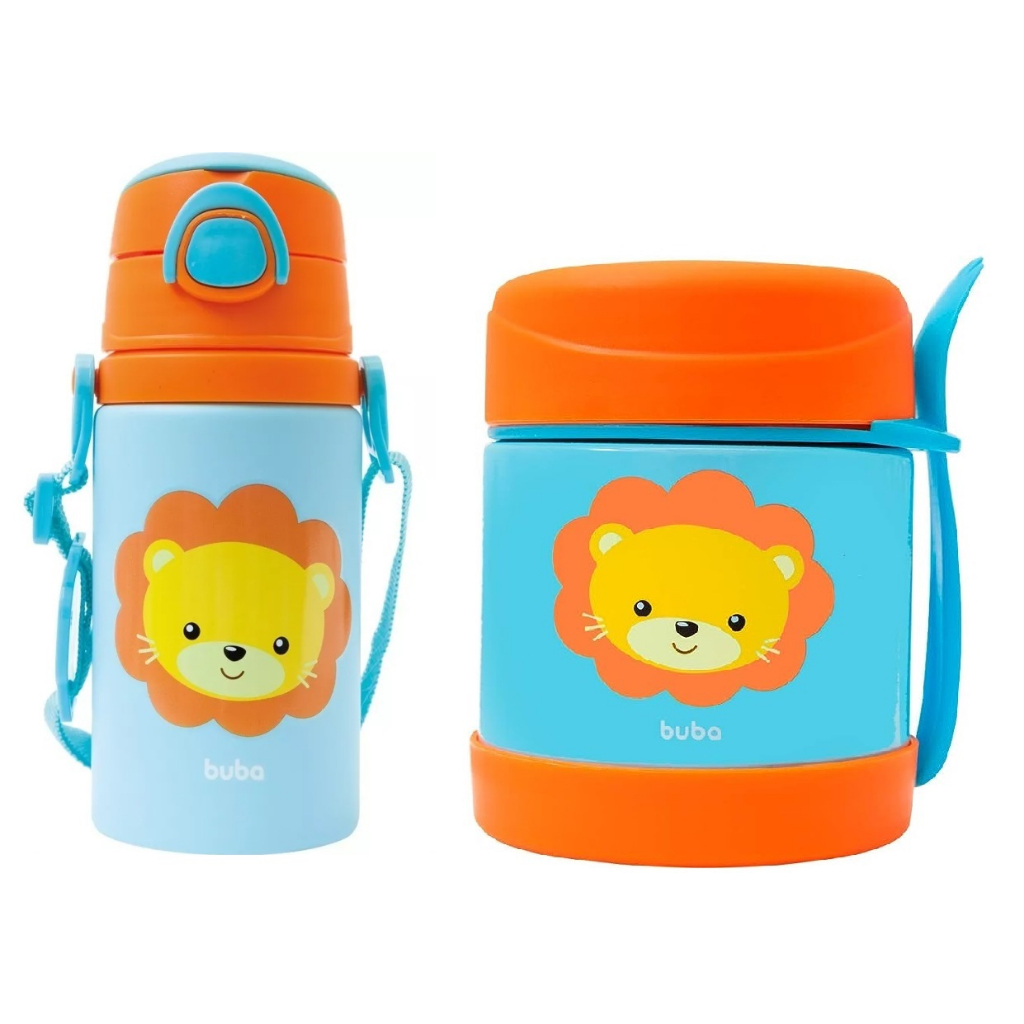 Kit Garrafa Mais Pote Térmico, Exclusivo Com 3 Super Modelos Buba
