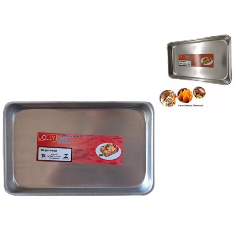 Forma Assadeira Serve Forninho Aluminio Rasa Retangular Jolly em Oferta na Shopee