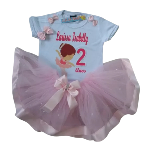 Body Bailarina Personalizado com Saia Tutu e Laço