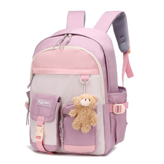 Mochila Escolar Grande Versão Coreana/Japonesa Antifurto Impermeável + Ursinho (6602)