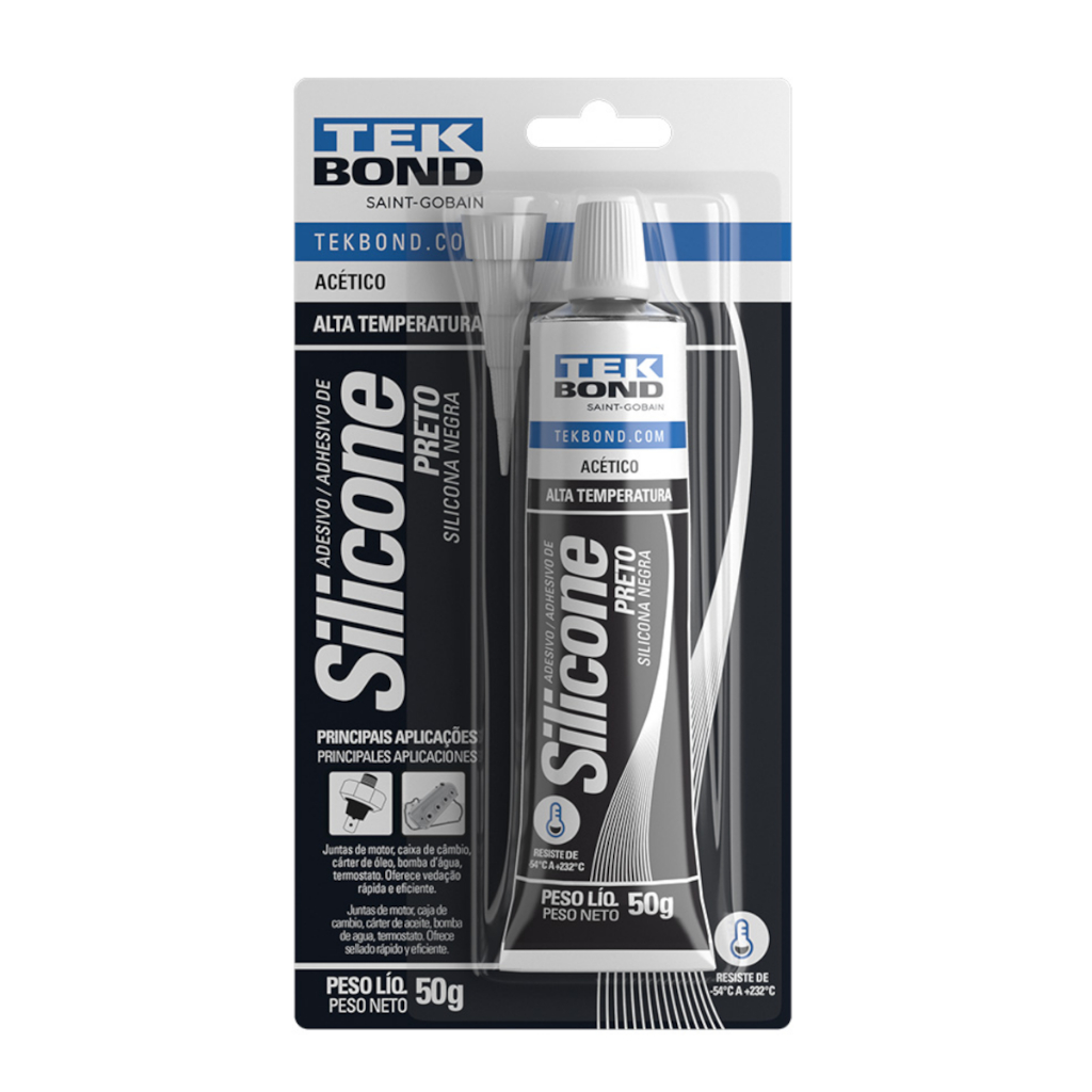 Silicone Alta Temperatura Acético 50G Preto