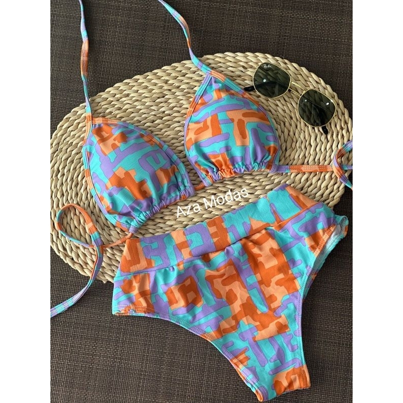 Biquíni Feminino Cintura Alta com Bojo e Forro, Tamanho Único 40 ao 46