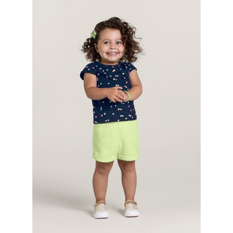 Conjunto Bebê Feminino Blusa Estampada e Shorts Malha Brandili - 35878.004
