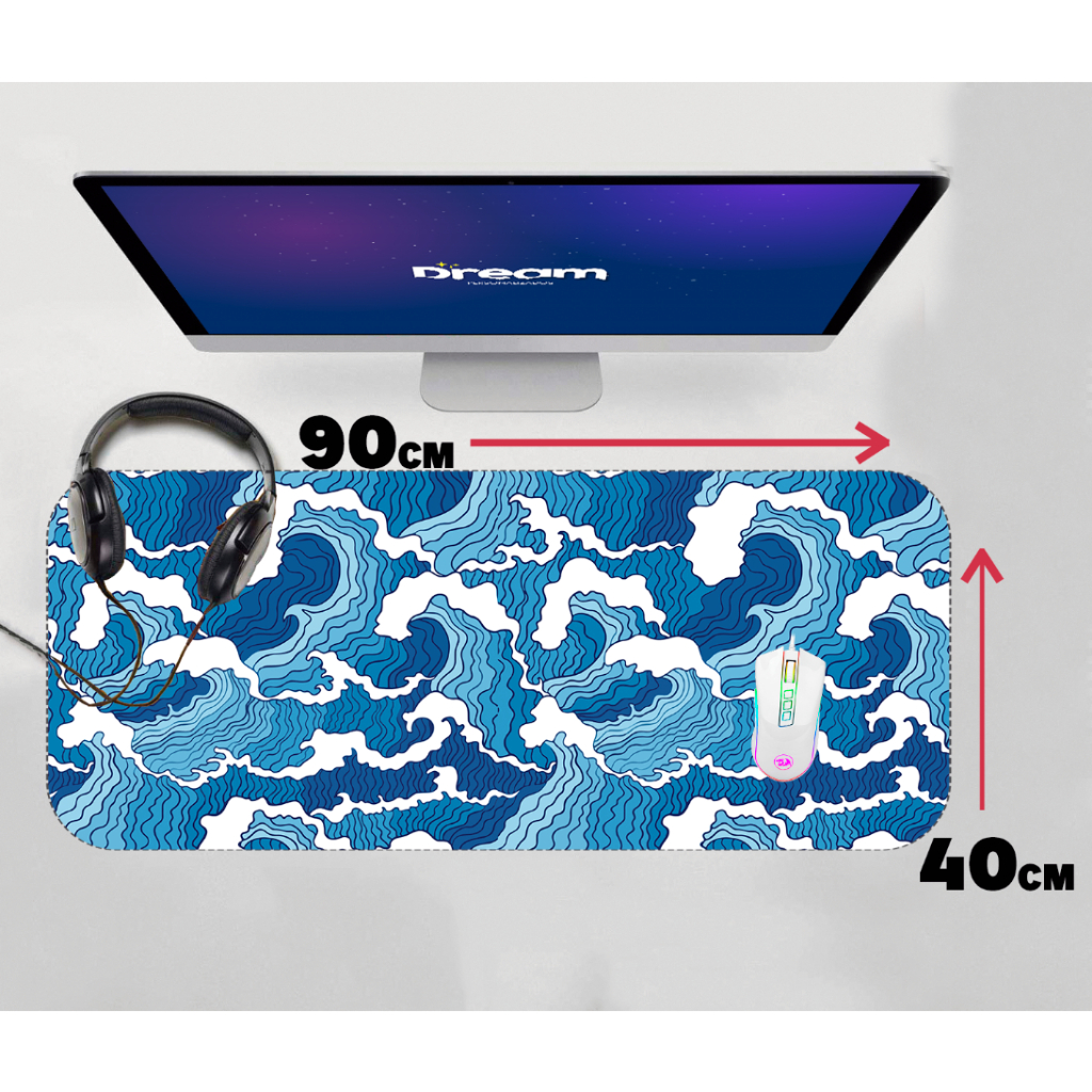 Mouse Pad Gamer Onda Japonesa 90x40 70x30 Personalizado mousepad extra grande wave
