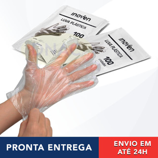 Kit 300 Luvas Plásticas Descartáveis Transparentes Para Alimentos, Bar, Padaria, Cabeleireiro, Manicure, Tintura