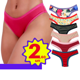 Kit 15 calcinhas tanga microfibra poliester algodão ou suplex