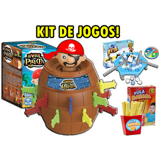 Kit Brinquedos Infantis Pula Pirata Jogos Tabuleiro Educativo Barril Pirata Menino Menina Criança