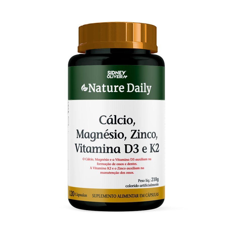 Cálcio + Magnésio + Zinco + Vitamina D3 + K2 Nature Daily 120 Cápsulas