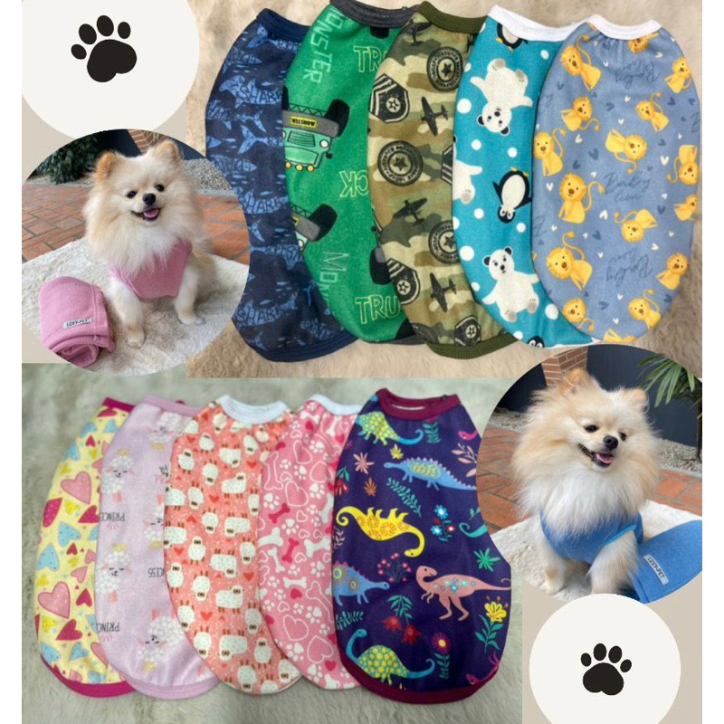 kit 3 Roupas Estampadas Cachorro Soft Peluciado