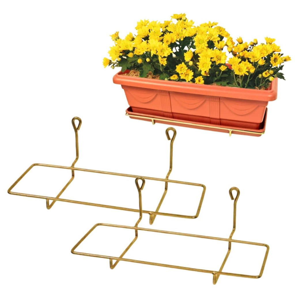 2 Suporte Jardineira Para Vaso de Parede 35 Dourado Pendurar Plantas Pendentes Jardim Vertical Floreira De Metal Ferro