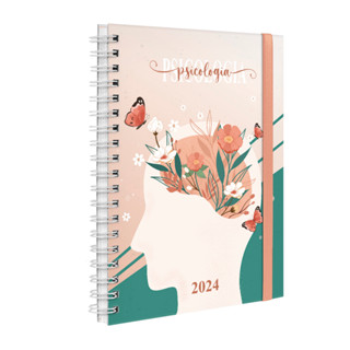 Agenda Plus 2024 Planner Semanal Profissões Floral Verde Psicologia