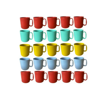 5 Caneca Plástica Colorida Escolar Com Alça Atacado Festa