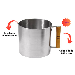 Canecão N22 Alumínio Luxo - Grande 7 Litros - 22cm C/ Cabo Madeira  Leiteira Fervedor Linha Hotel Reforçado
