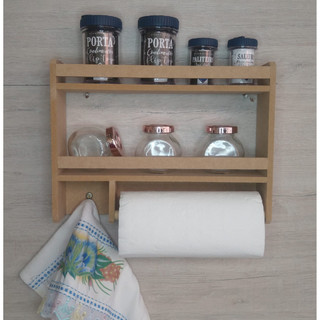 Suporte organizador porta tempero cozinha condimento parede madeira  prateleira porta pap…