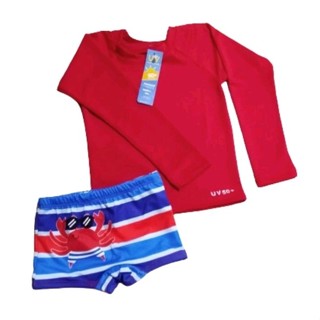 Kit SUNGA infantil Boxer menino + blusa térmica Proteção Solar UV 50+ 1-8 anos PERSONAGENS