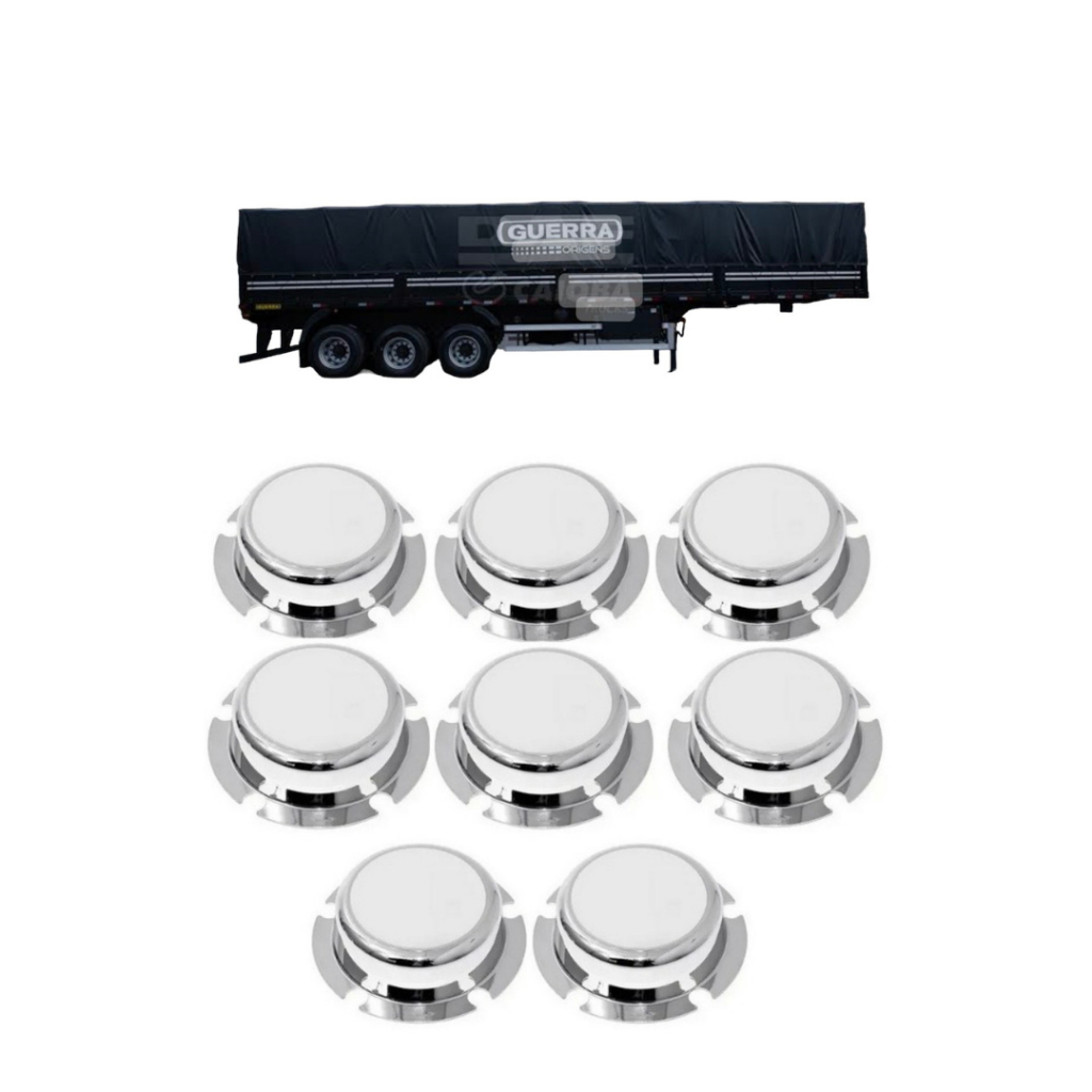 8 Tampa Cubo Cromada Roda Carreta 5 Furos Caminhao Cubo Grande Exceto Randon