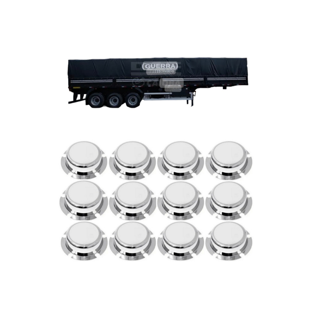 12 Tampa Cubo Cromada Roda Carreta 5 Furos Caminhao Cubo Grande Exceto Randon