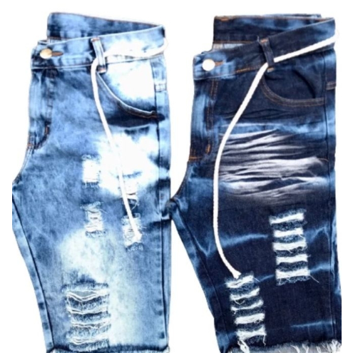 Kit com 2 Bermudas Masculina Jeans Rasgada Clara e Escura Desfiada Para Presente Envio Imediato em Oferta na Shopee