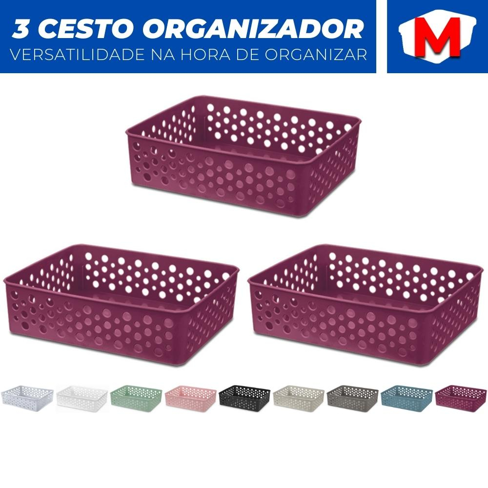 Kit 3 Cestos Organizador Armario Gaveta Lavanderia M (24x19) · foto 2