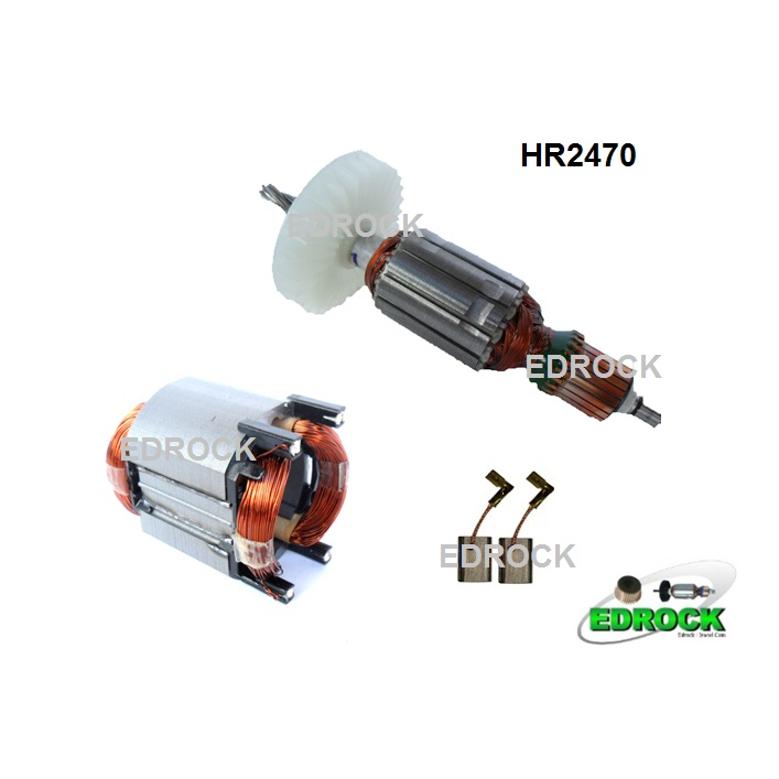 Induzido + Bobina em 220 Volts + Par de Escovas de Carvão para Martelete Makita HR 2470