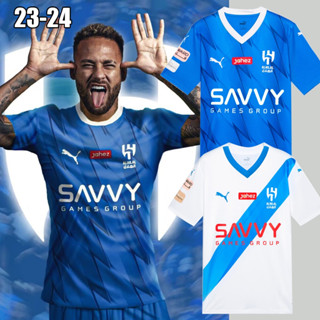 Novo 2023 24 Camisa de Time Al Hilal Branca_Azul com Nome Nerymar número 10