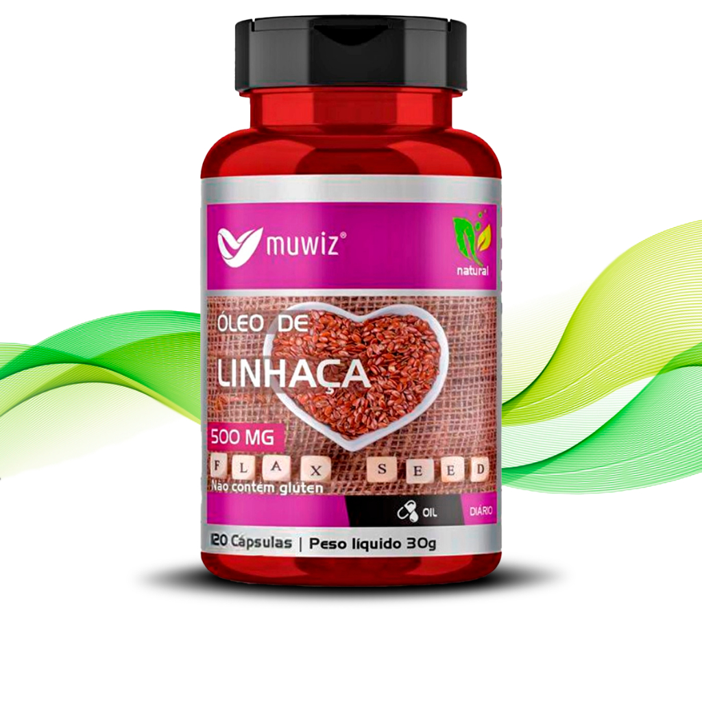 Óleo de Linhaça Muwiz 500mg 120 Cápsulas - Envio Rápido