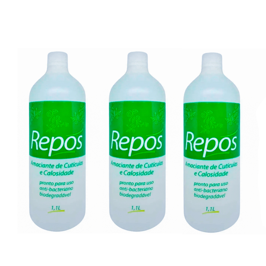 Repos 3 Amaciantes De Cutículas 1100ml - Amolecedor Calosidades e Calos - Pedicure Pedicuro Manicure