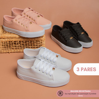 Kit 3 Pares Tenis Feminino Donna Casual Basico Dia a dia