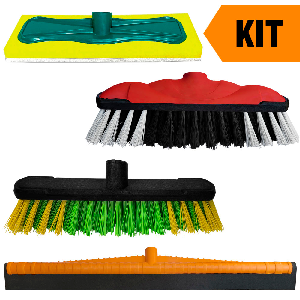 Kit Rodo 60cm + Esfregão Lava Vidro + Vassoura Lava Casa + Vassoura Teteia em Oferta na Shopee