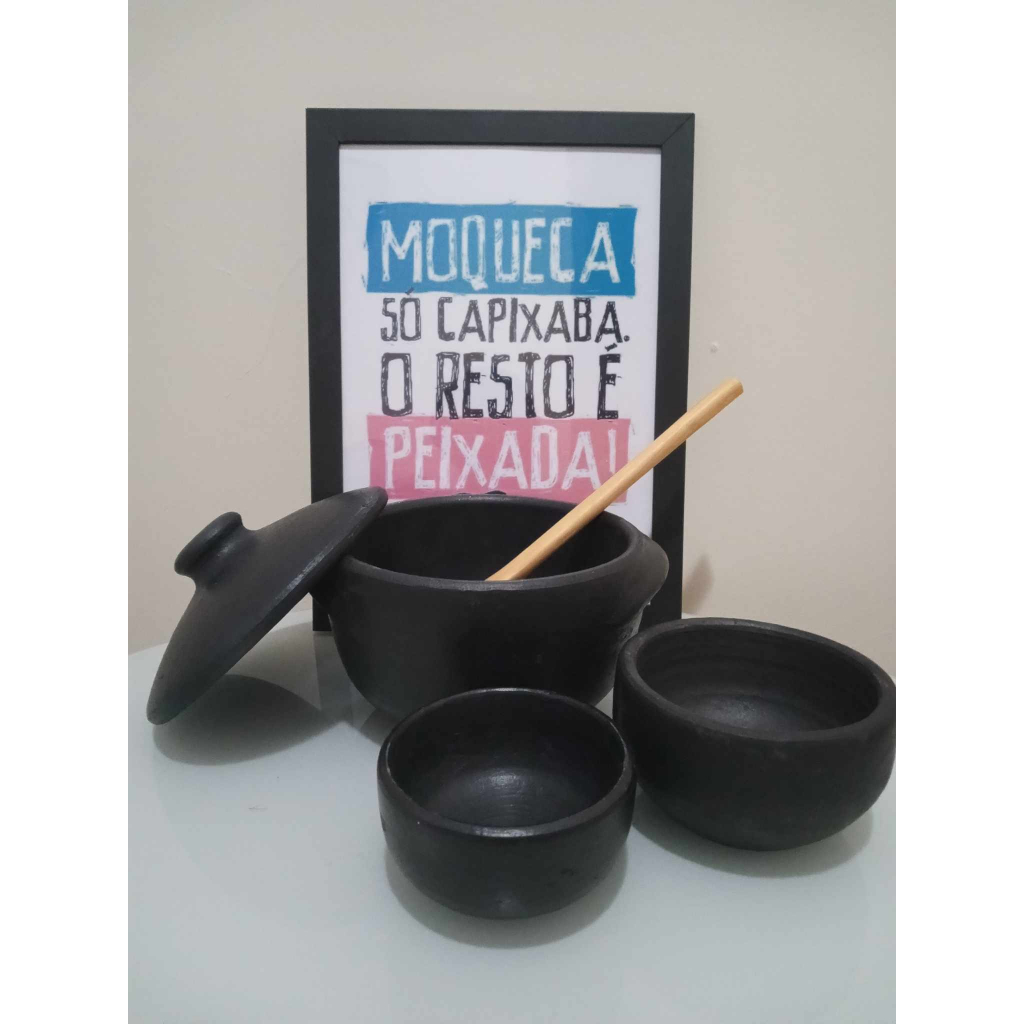 50% OFF - Panela de Barro + Pimenteira + Cumbuca + Colher de Pau