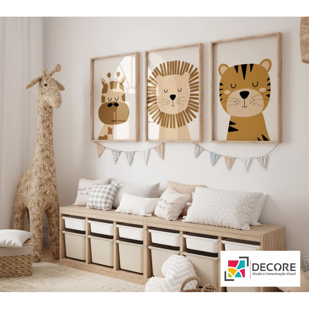 quadro decorativo nome personalizado safari infantil baby quarto