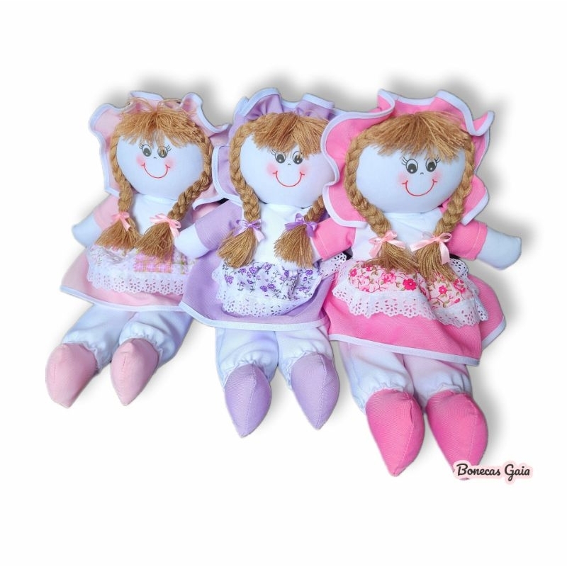 Boneca de Pano Artesanal 35cm kit 10 unidades Bonecas Gaia